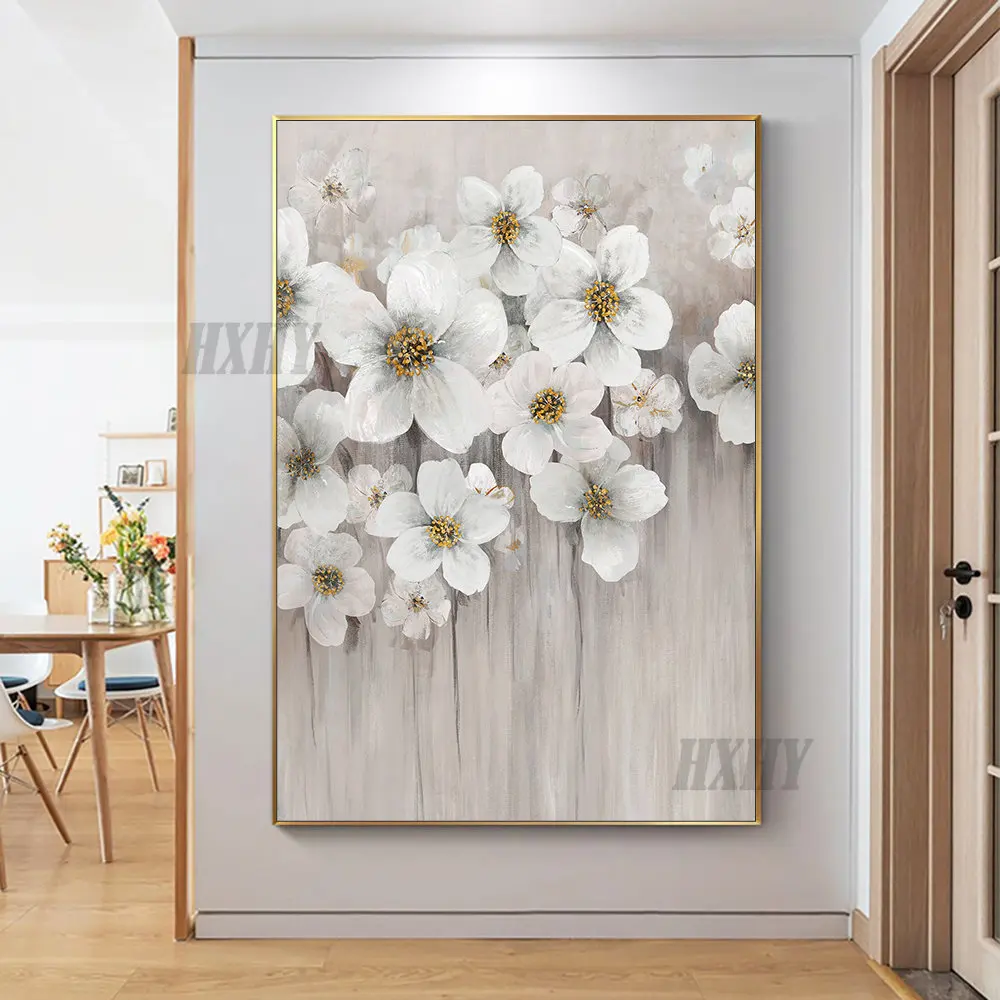 Hand Painted Gold White Flower Oil Painting Art Handmade Original Design Nordic Oil Painting For Modern Living room Aisle Decor
Hand Painted Gold White Flower Oil Painting Art Handmade Original Design Nordic Oil Painting For Modern Living room Aisle Decor