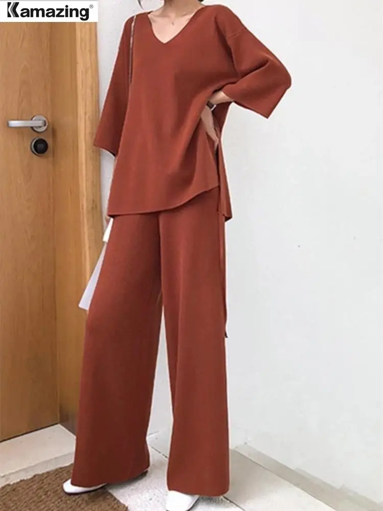 Celana LAN Celana Panjang Sweter Wanita Rajut untuk Setelan Celana Atasan Balutan Lengan-v Set Dua P
Celana LAN Celana Panjang Sweter Wanita Rajut untuk Setelan Celana Atasan Balutan Lengan-v Set Dua P