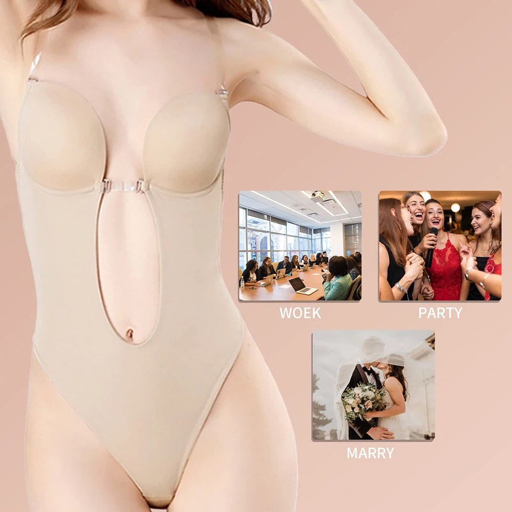 Bodysuit Shapewear Deep V-Neck Body Shaper Backless U Plunge Thong Shapers Waist Trainer Women Clear Strap Padded Push Up Corset
Bodysuit Shapewear Deep V-Neck Body Shaper Backless U Plunge Thong Shapers Waist Trainer Women Clear Strap Padded Push Up Corset