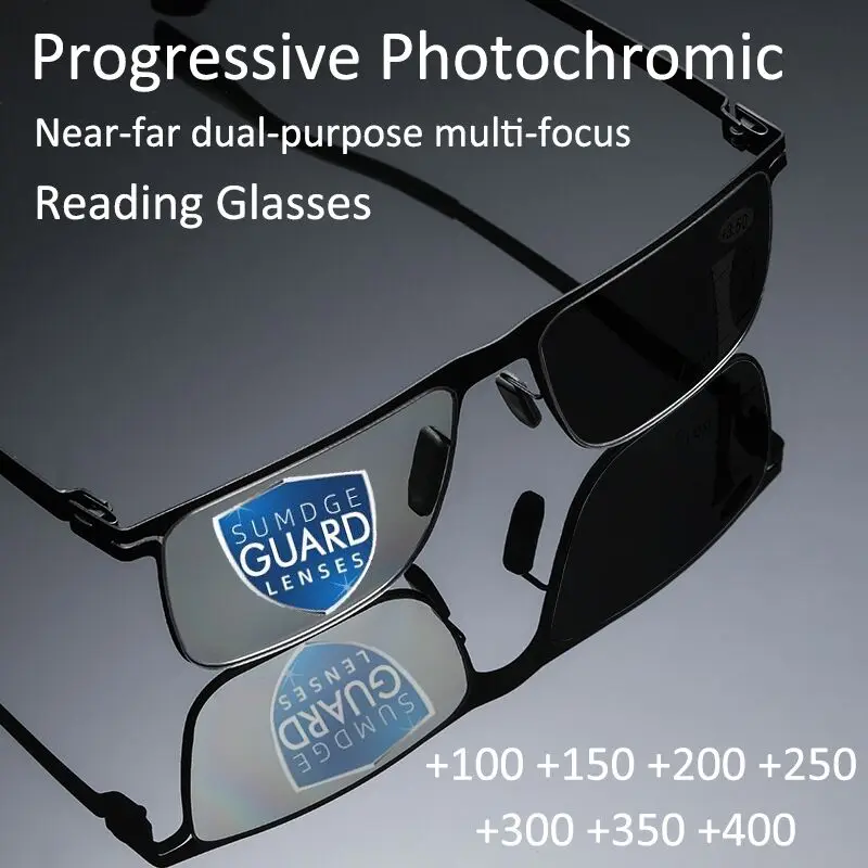 No Screw Multifocal Photochromic Reading Glasses Men Progressive Anti-blue light Blocking Eyewear Titanium Alloy Eyeglasses 1.5
No Screw Multifocal Photochromic Reading Glasses Men Progressive Anti-blue light Blocking Eyewear Titanium Alloy Eyeglasses 1.5
