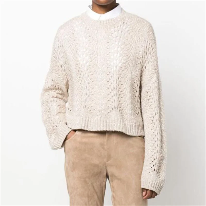 Women's sweater SS2023 Autumn Korean Fashion Sequin Decoration Elastic Knit Long Sleeve Top Cashmere Blend Pullover y2k Knitwear
Women's sweater SS2023 Autumn Korean Fashion Sequin Decoration Elastic Knit Long Sleeve Top Cashmere Blend Pullover y2k Knitwear