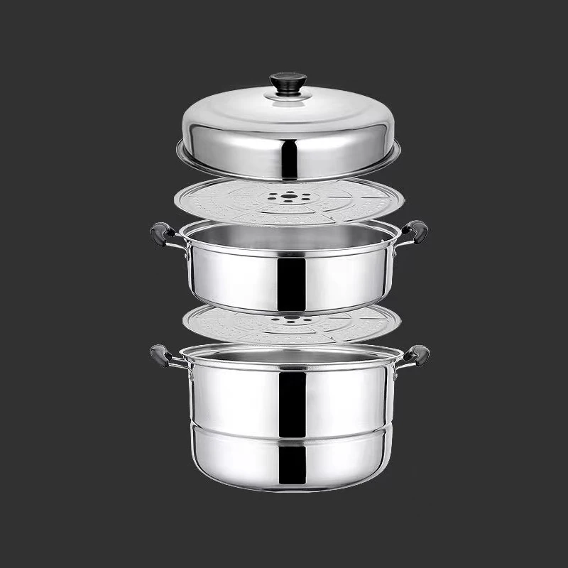 

28cm Stainless Steel Two Three Layer Thick Steamer Pot Soup Steam Pot Universal Cooking Pots for Induction Cooker Gas Stove