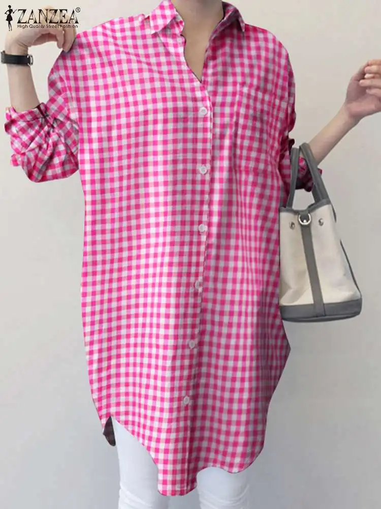 2022 Oversized Top Women ZANZEA Fashion Woman Plaid Shirts OL Spring Long Sleeve Blouse Casual Female Lapel Loose Blusas Femme 1
2022 Oversized Top Women ZANZEA Fashion Woman Plaid Shirts OL Spring Long Sleeve Blouse Casual Female Lapel Loose Blusas Femme 1