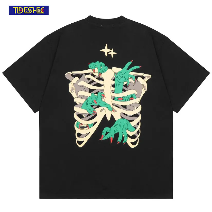 Fashion 2023 Harajuku Letter Skeleton Print Unisex Short Sleeve T-Shirt 100% Cotton Men T Shirt Hip Hop Tees Streetwear Clothing
Fashion 2023 Harajuku Letter Skeleton Print Unisex Short Sleeve T-Shirt 100% Cotton Men T Shirt Hip Hop Tees Streetwear Clothing