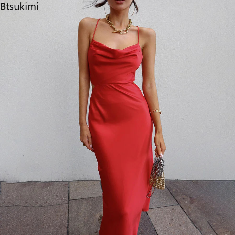 New Women's Red Dresses Suspender Sexy Night Party Dress Woman Sleeveless Elegant Halter Strap Dress Vestido Boho Dress 4Colors
New Women's Red Dresses Suspender Sexy Night Party Dress Woman Sleeveless Elegant Halter Strap Dress Vestido Boho Dress 4Colors