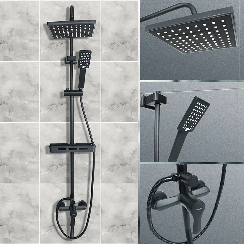 Bathroom Rainfall Shower Faucet Hot and Cold Shower Mixer Tap Set Wall Mount Black Handheld Sprayer Bathtub Shower Faucet Set
Bathroom Rainfall Shower Faucet Hot and Cold Shower Mixer Tap Set Wall Mount Black Handheld Sprayer Bathtub Shower Faucet Set