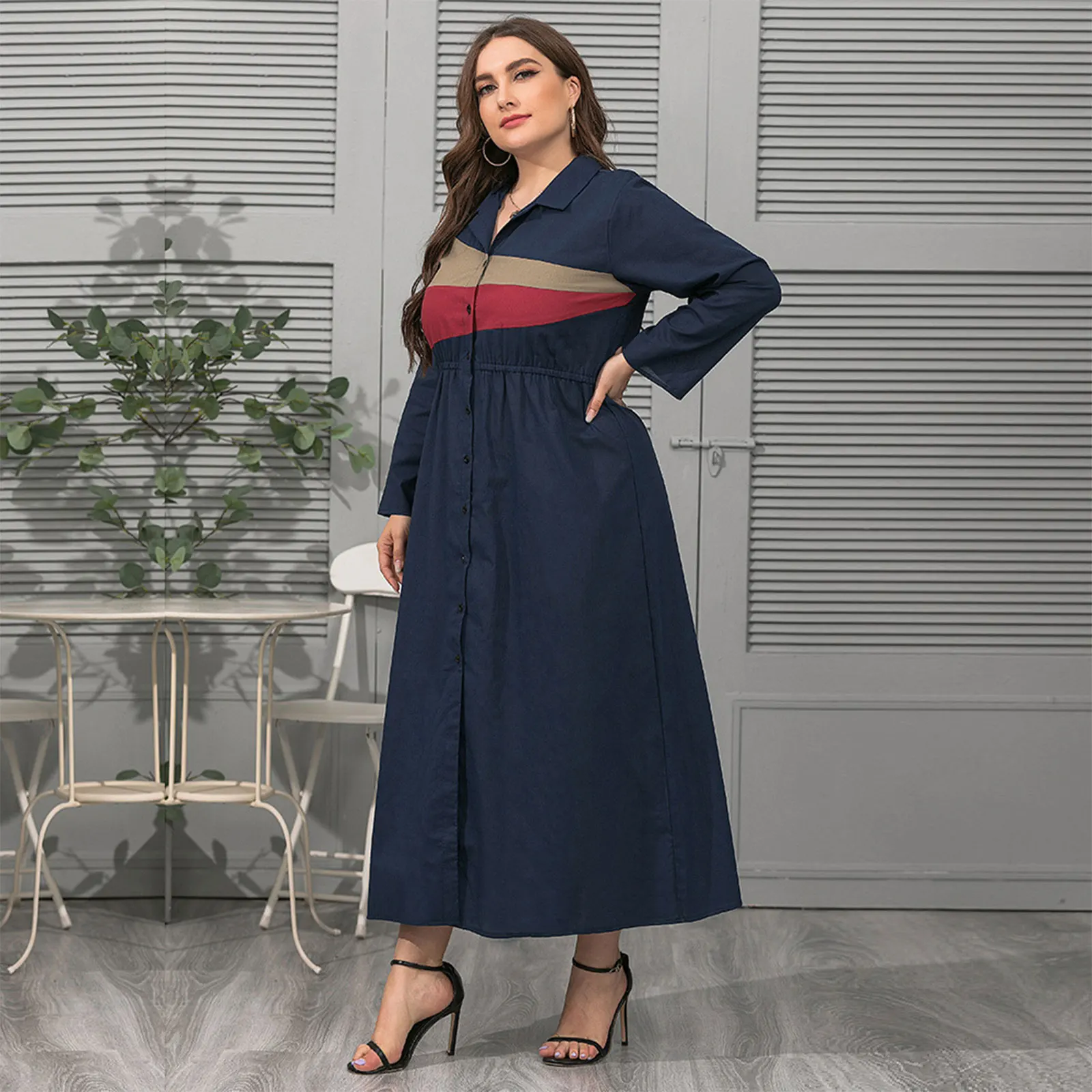 Elegant Plus Size Midi Dress Female Button Down Long Sleeve High Waist Lapel Women Daily Casual Dress for Wife Mother
Elegant Plus Size Midi Dress Female Button Down Long Sleeve High Waist Lapel Women Daily Casual Dress for Wife Mother