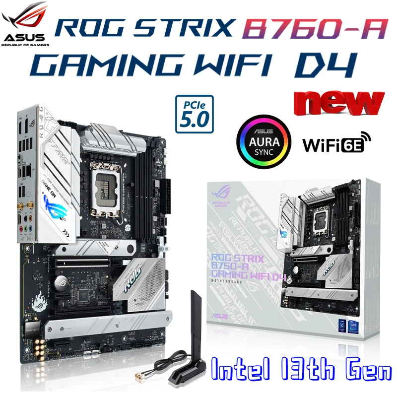 

ASUS ROG STRIX B760-A GAMING WIFI D4 LGA 1700 Motherboard Support Intel Core 13th & 12th CPU DDR4 PCIe 5.0 white Placa Mãe New