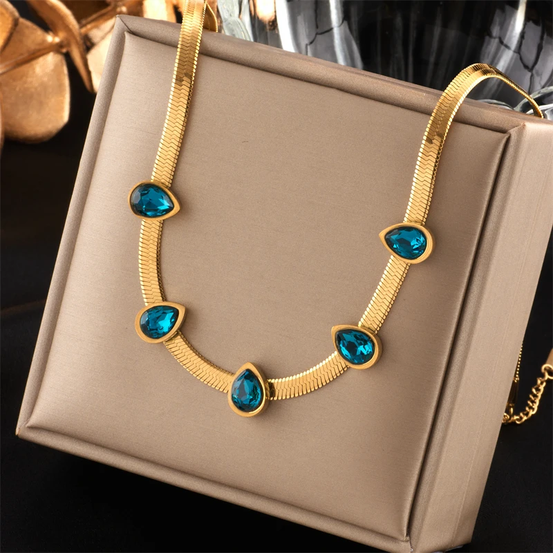 MEYRROYU 316L Stainless Steel Gold Color Water Drop Blue Cubic Zirconia Necklaces For Women Party Gift Accessories 2022 New
MEYRROYU 316L Stainless Steel Gold Color Water Drop Blue Cubic Zirconia Necklaces For Women Party Gift Accessories 2022 New