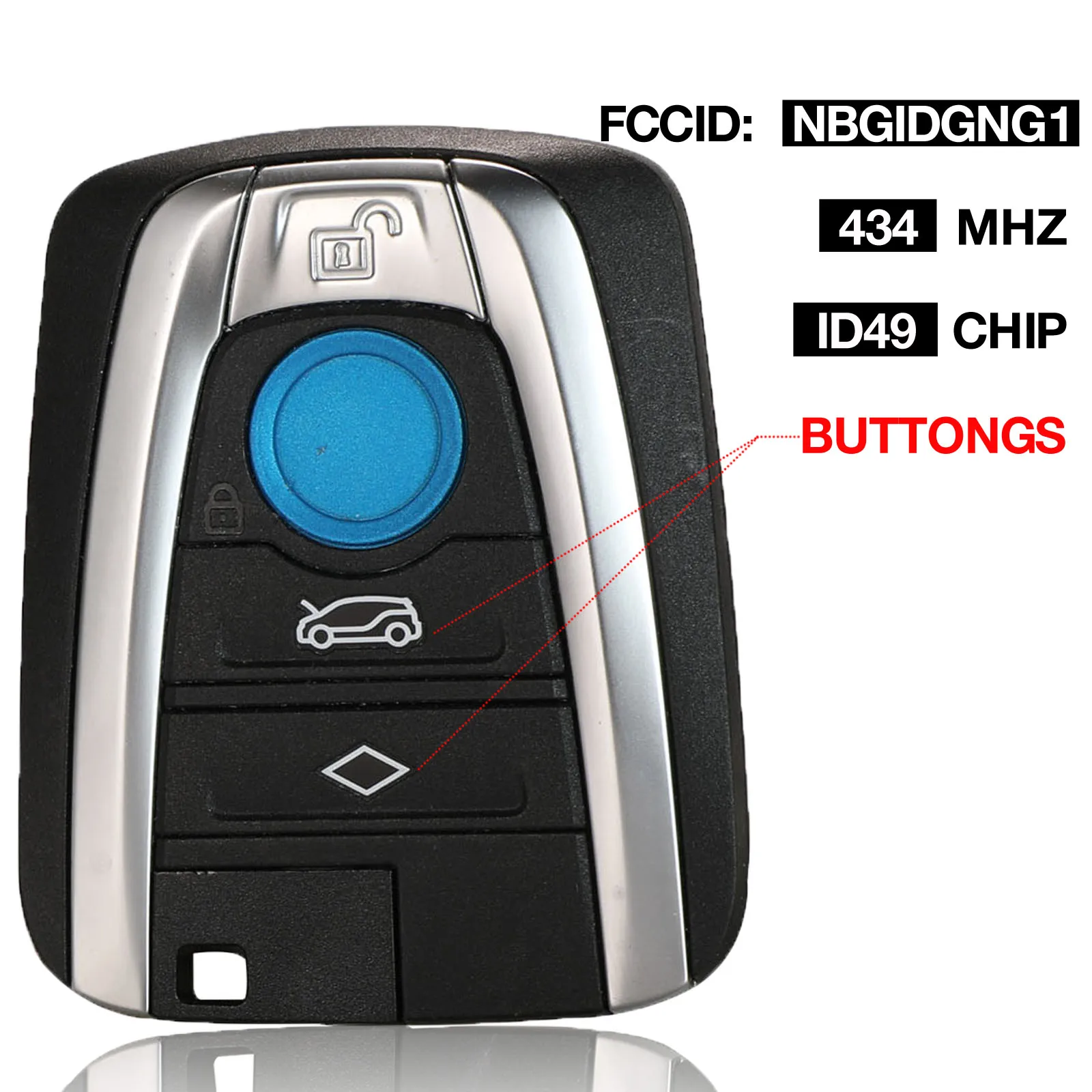 Jingyuqin 4B пульт дистанционного управления автомобильный брелок 434 МГц ID46 для BMW I3 I8 Smart Key FCC:NBGIDGNG1 
Jingyuqin 4B пульт дистанционного управления автомобильный брелок 434 МГц ID46 для BMW I3 I8 Smart Key FCC:NBGIDGNG1