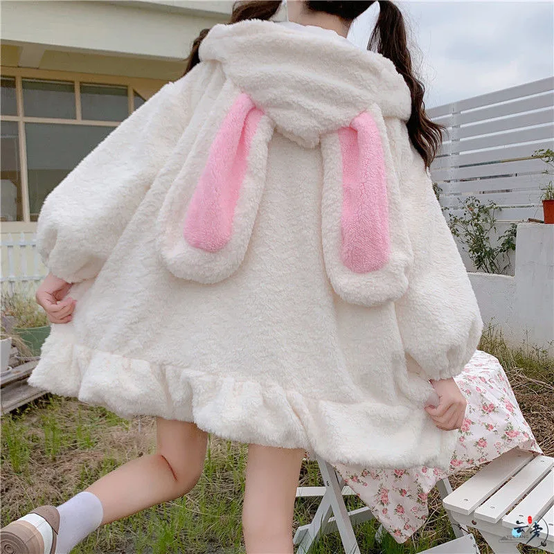 Jacket Kawaii Soft Lambswool Ruffles Rabbit Ears Hooded Coats Girls Parkas Outwear Style Autumn Winter Women Sweet Warm
Jacket Kawaii Soft Lambswool Ruffles Rabbit Ears Hooded Coats Girls Parkas Outwear Style Autumn Winter Women Sweet Warm