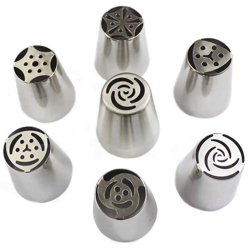 

7Pcs Stainless Steel Russian Tulip Icing Piping Cream Nozzles Pastry Decorating Tips Decorate Baking Cake Cupcake Decorator Rose