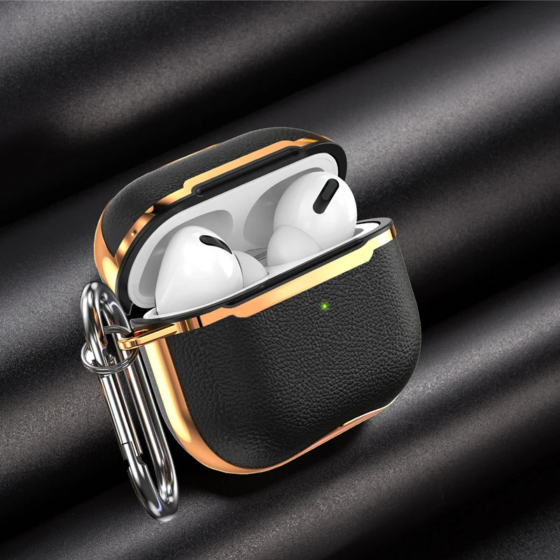 

Чехол для наушников Airpods Pro 2, противоударный, с гальваническим покрытием черного и золотого цвета, чехол для наушников Apple Air Pod 3 Pro 2-го поколения
