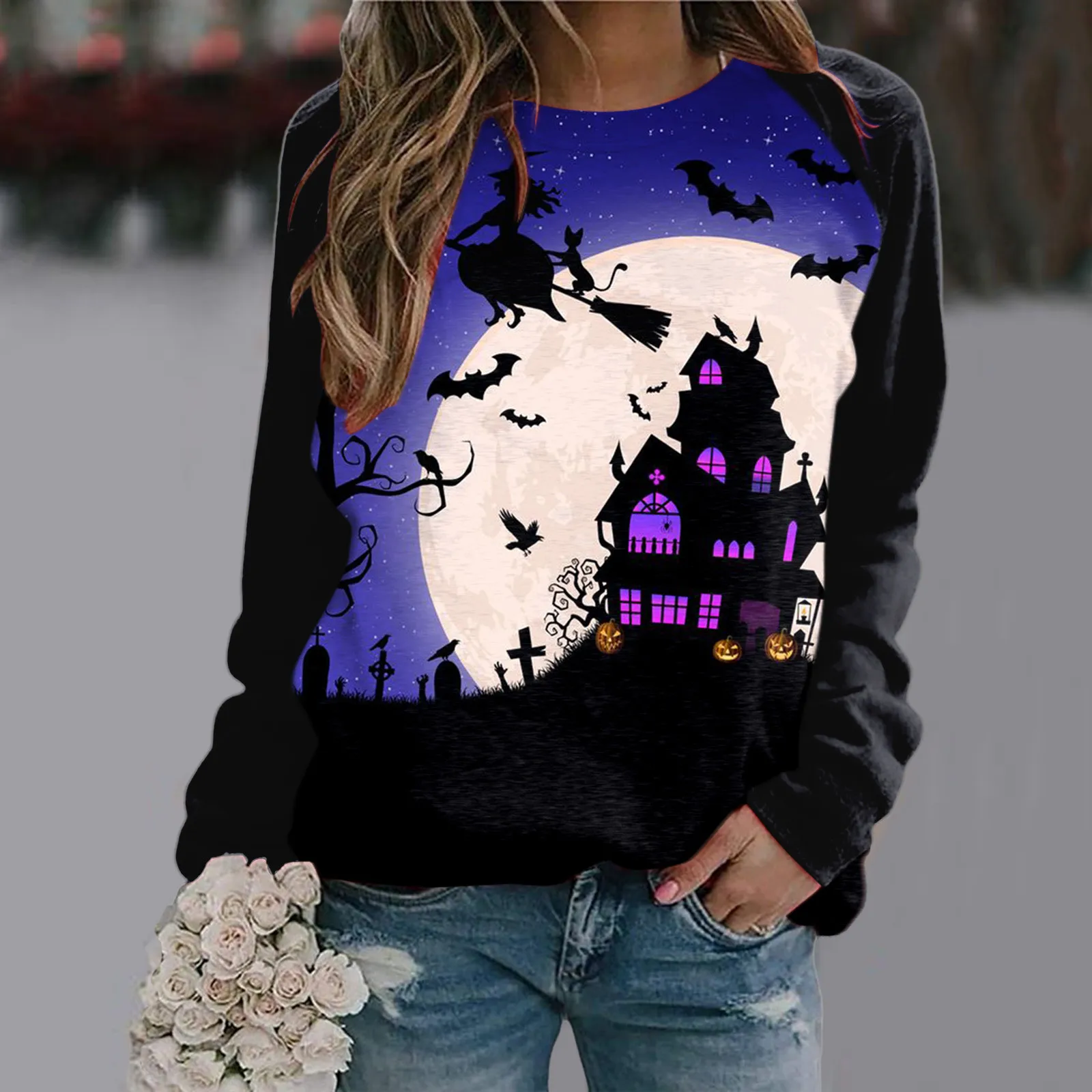 Womens Halloween Print Fall Fashion Long Sleeve Casual Sweatshirt Jackets for Women Pullover Womens Cute Top Striped Pullover 
Womens Halloween Print Fall Fashion Long Sleeve Casual Sweatshirt Jackets for Women Pullover Womens Cute Top Striped Pullover