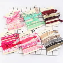 3 groups Fashion Elastic lace pearl Hairband Women Hair Accessories Girls Bands Candy colors Children Knot Rope Hair Tips