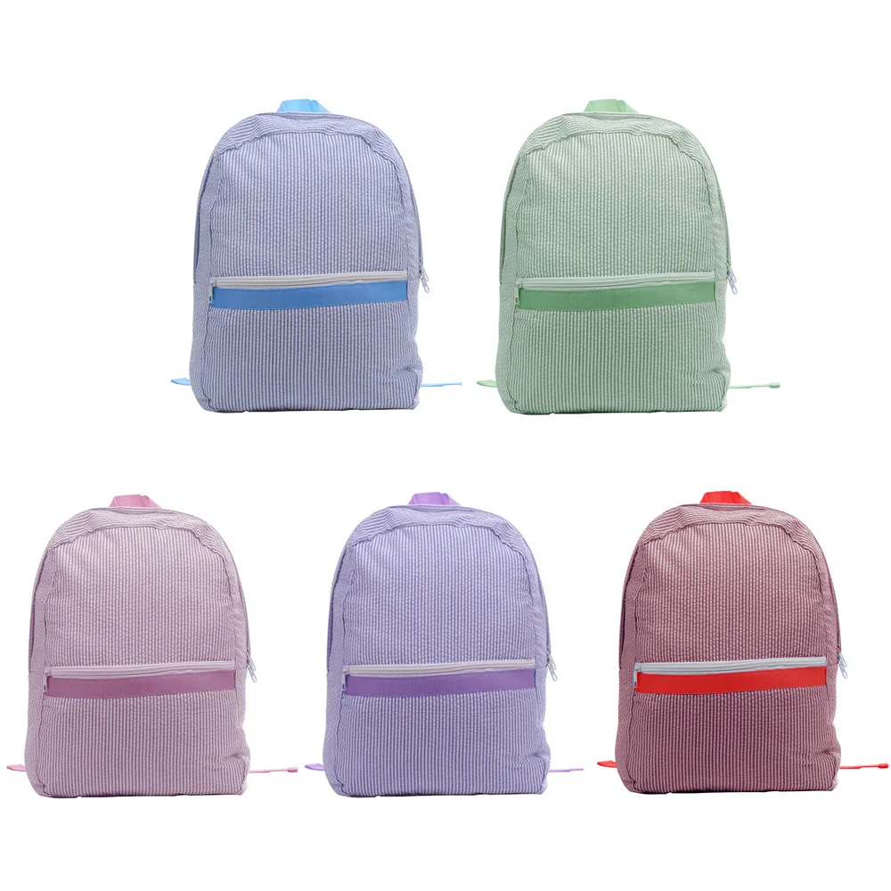 

Personalized Seersucker Backpack Kids Striped Pattern School Bags Children Large Preschool Book Bag Lunchbox Baby Diaper Bag