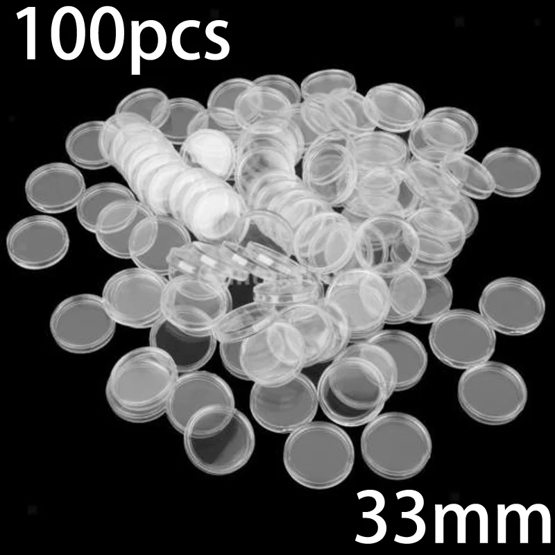 100Pcs 33mm Plastics Transparent Round Coin Capsules Container Protect Coin Collection Holder Home Storage Case Box
100Pcs 33mm Plastics Transparent Round Coin Capsules Container Protect Coin Collection Holder Home Storage Case Box