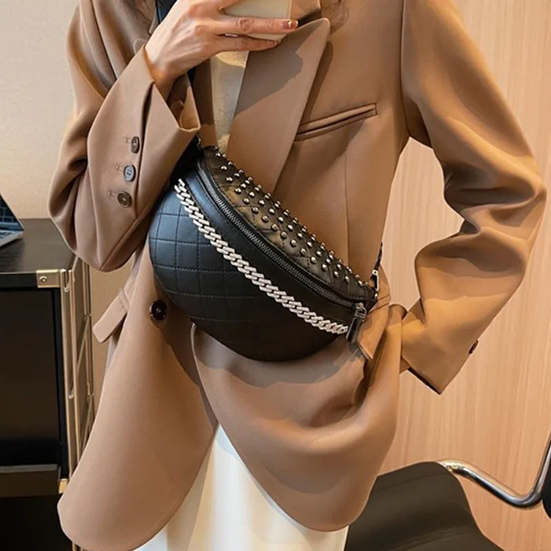 High quality Waist Bag Fashion Leather Female Belt Bags Designer Tassel Crossbody Chest Bag Lady Rivet Fanny pack And Phone Pack
High quality Waist Bag Fashion Leather Female Belt Bags Designer Tassel Crossbody Chest Bag Lady Rivet Fanny pack And Phone Pack