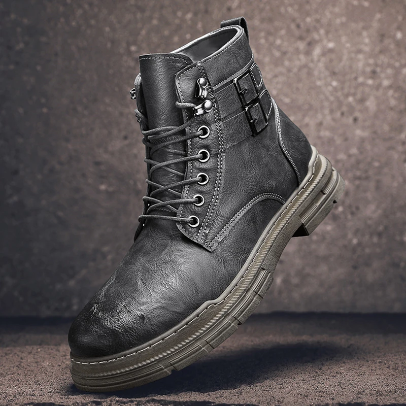 New Trend Mens Motorcycle Boots Black Gray British Retro Boots Men Fashion Casual Men Shoes Comfortable Working Boots For Man
New Trend Mens Motorcycle Boots Black Gray British Retro Boots Men Fashion Casual Men Shoes Comfortable Working Boots For Man