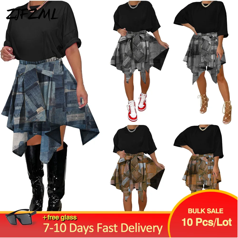 Bulk Items Wholesale Lots Women Street Print Hipster Uniform Clothing A-line Knot Front Irregular Hem Unique Design Chic Skirts
Bulk Items Wholesale Lots Women Street Print Hipster Uniform Clothing A-line Knot Front Irregular Hem Unique Design Chic Skirts