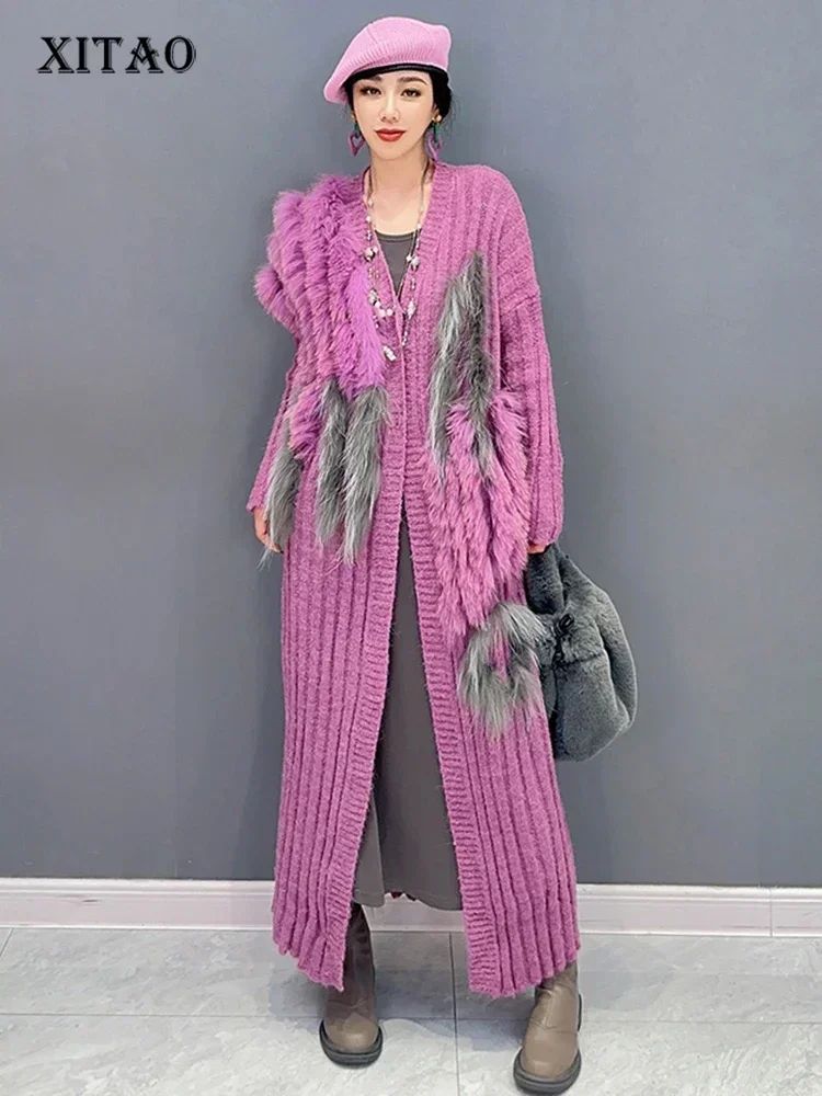 XITAO Casual Patchwork Knitting Cardigan Temperament Elegant Goddess Fan Women Winter New Loose Slimming V-neck Sweaters HQQ1845 
XITAO Casual Patchwork Knitting Cardigan Temperament Elegant Goddess Fan Women Winter New Loose Slimming V-neck Sweaters HQQ1845