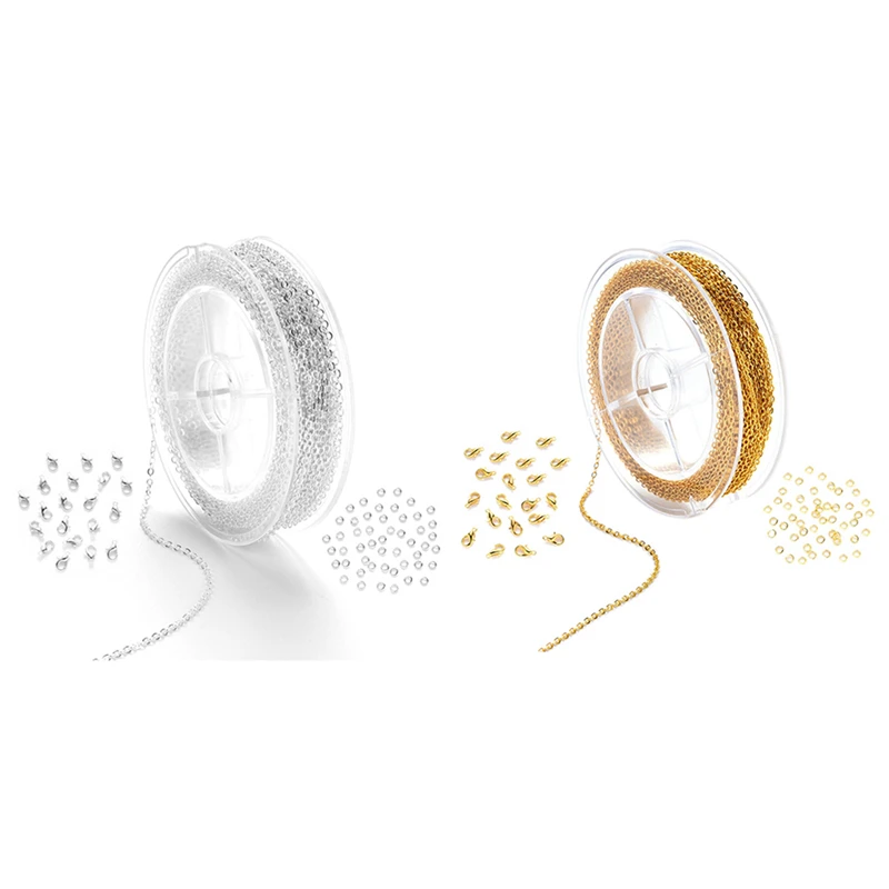 2 Set Link Chain Spool Bulk With 4Mm Jump Ring And Lobster Clasps For DIY Necklace Jewelry Making, Silver Color & Gold
2 Set Link Chain Spool Bulk With 4Mm Jump Ring And Lobster Clasps For DIY Necklace Jewelry Making, Silver Color & Gold