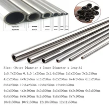 1pcs length 250/500mm 304 Seamless corrosion-resistant Stainlessy Steel Capillary Tube OD 0.3-12mm ID 0.1-11mm Hot sale 30 Sizes