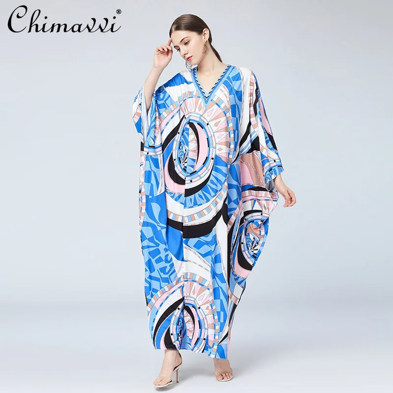 Oversized Dress Women 2021 Spring/Autumn New Loose V-neck Batwing Sleeve Printed Dress Fashionable Elegant Robe Floor-length
Oversized Dress Women 2021 Spring/Autumn New Loose V-neck Batwing Sleeve Printed Dress Fashionable Elegant Robe Floor-length