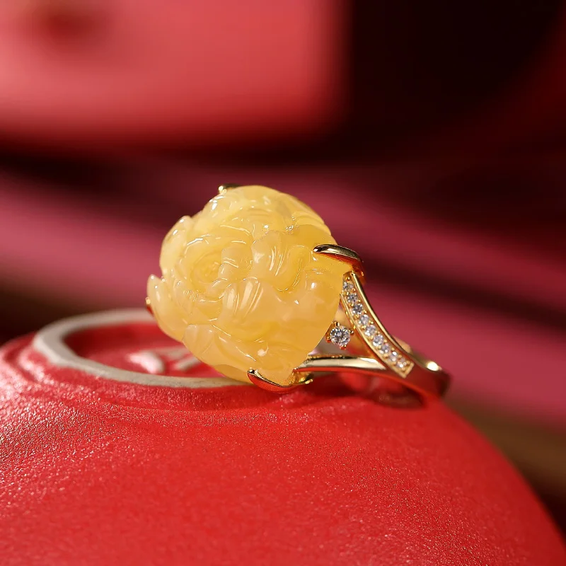 Classic Vintage Luxury Natural Yellow Chalcedony Peony Flower Rings for Women Engagement Adjustable Design Jewelry Gift
Classic Vintage Luxury Natural Yellow Chalcedony Peony Flower Rings for Women Engagement Adjustable Design Jewelry Gift