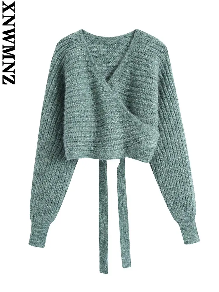 XNWMNZ knitwear Women fashion with tied knit wrap cardigan sweater vintage crossover neck long sleeve female outerwear chic tops
XNWMNZ knitwear Women fashion with tied knit wrap cardigan sweater vintage crossover neck long sleeve female outerwear chic tops