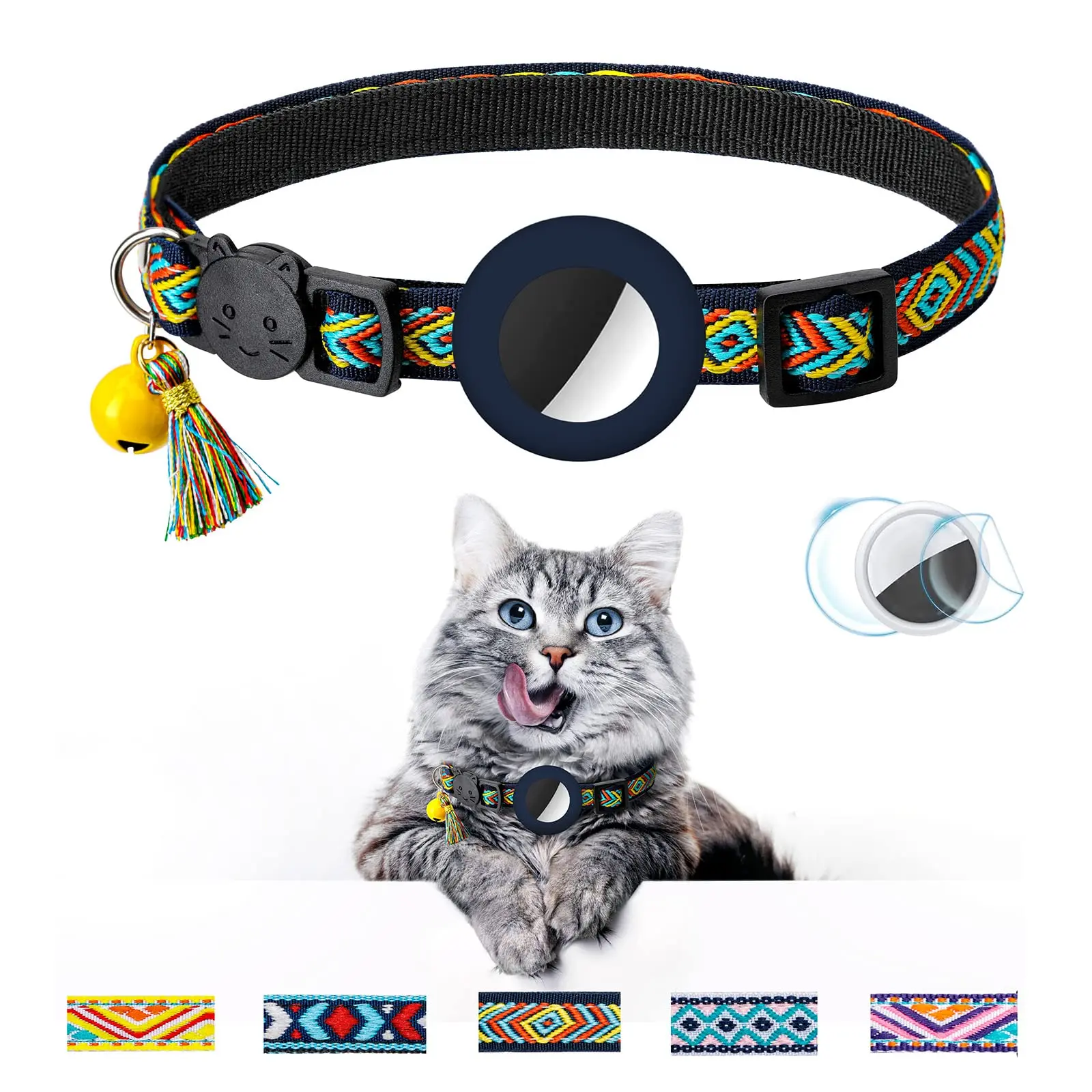 

Pet Adjustable Collar For Apple Airtag Location Tracker Dog Cat Anti-lost Reflective Protection Case For Cats Small Dogs