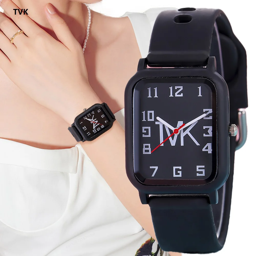 

Fashion Ladies Brand Sports Watches Simplicity Square Digital TVK Women Dress Quartz Watch Silicone Gift Clock Wristwatches Men