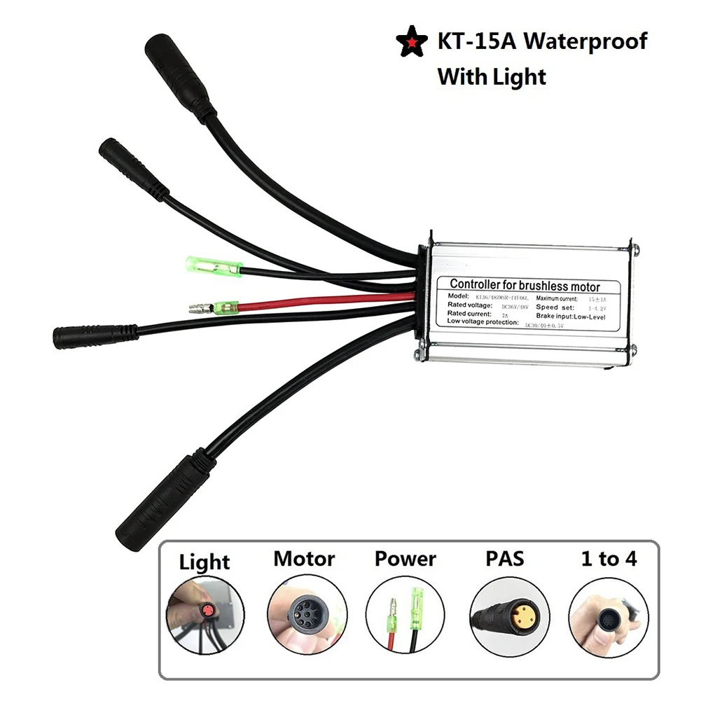 36/48V KT15A Ebike Waterproof Controller With Lightline For 250W Brushless Motor For Ebike Hub Motor Wheel Accessories
36/48V KT15A Ebike Waterproof Controller With Lightline For 250W Brushless Motor For Ebike Hub Motor Wheel Accessories