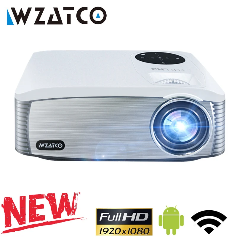Светодиодный проектор WZATCO C6 Android 1920 Wi-Fi Full HD 1080*300 P дюйма видеопроектор домашний