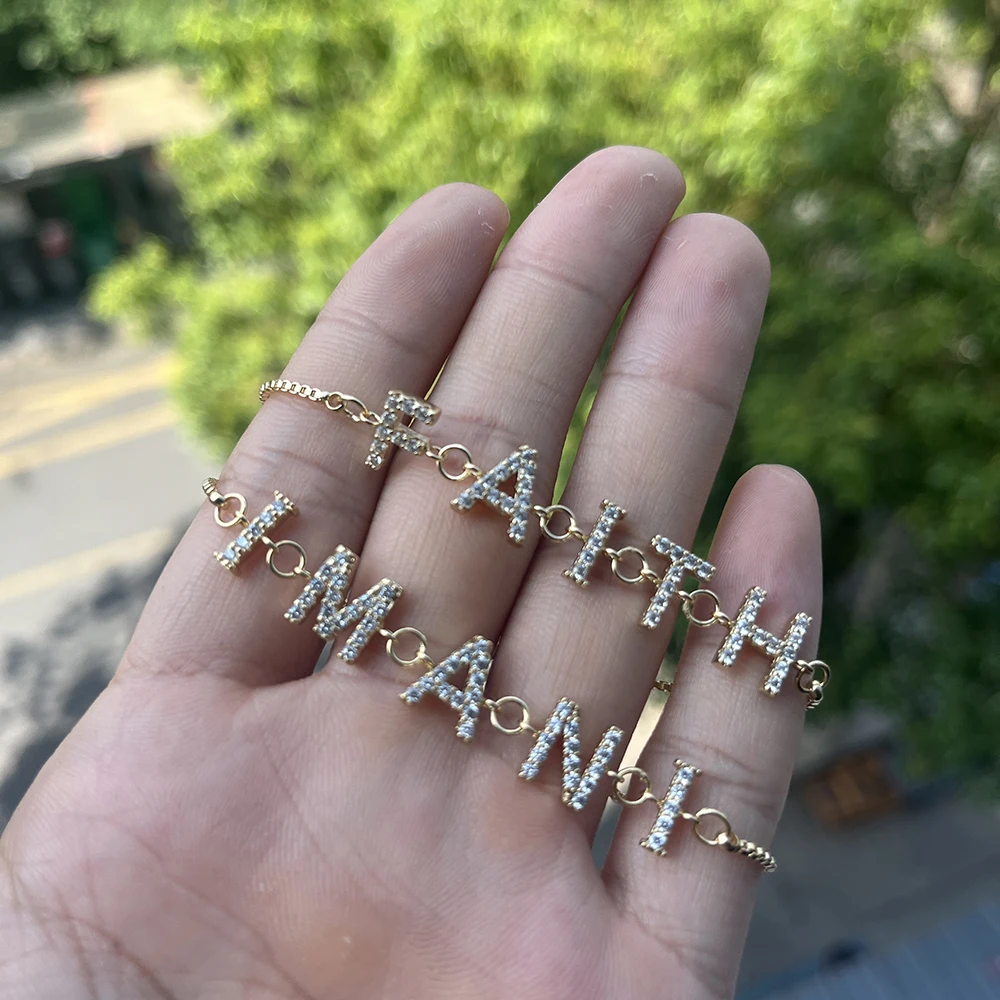 Custom 9mm Letter Baby Bracelet 18K Gold Electroplated Inlaid Zircon Bracelet For Women And Kids 
Custom 9mm Letter Baby Bracelet 18K Gold Electroplated Inlaid Zircon Bracelet For Women And Kids