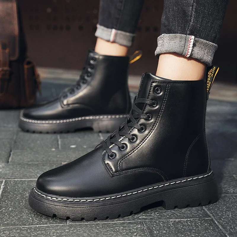 Leather Punk Boots Men Autumn Winter Martine Boots Thick Sole Men's Ankle Boots High Top Tooling Boot British Male Footwear
Leather Punk Boots Men Autumn Winter Martine Boots Thick Sole Men's Ankle Boots High Top Tooling Boot British Male Footwear