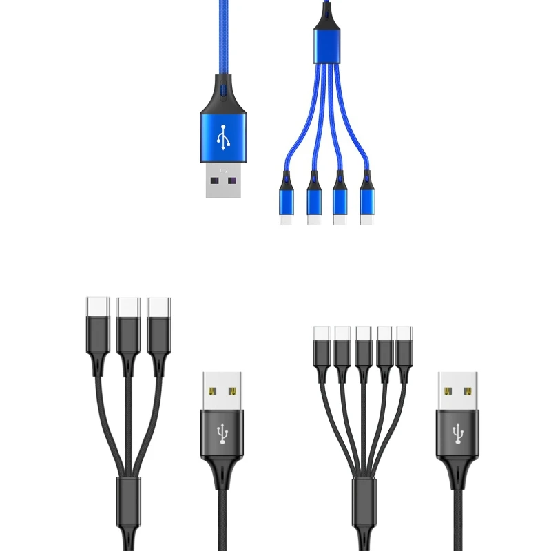 

Универсальный зарядный кабель Многофункциональный USB-кабель для зарядного устройства Нейлоновая оплетка 3/4/5 в 1 Несколько