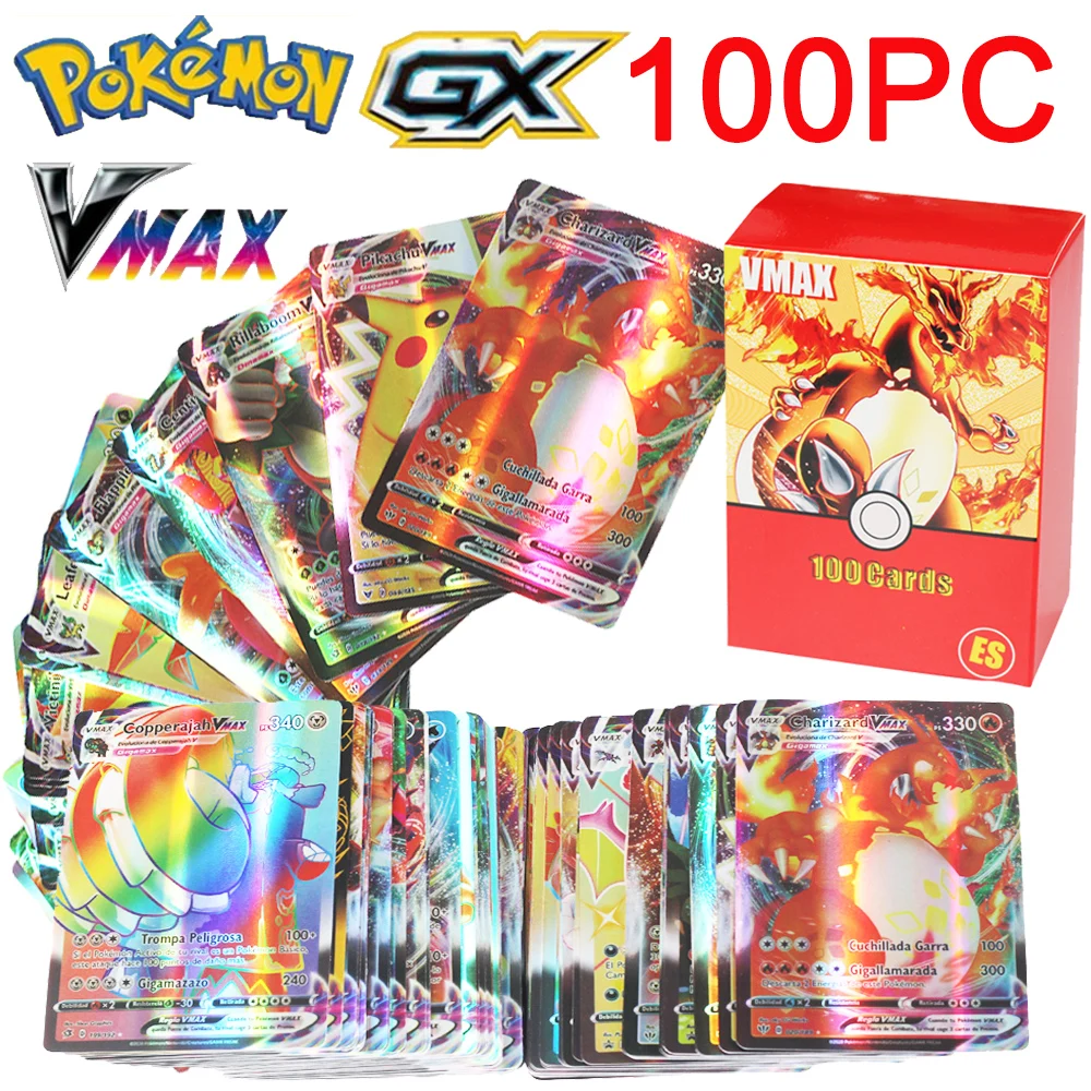 100PC Español / English Cartas Pokemon Pikachu GX Vmax V TAG TEAM Cards Game Charizard Battle Carte Trading Children Toy Gift
100PC Español / English Cartas Pokemon Pikachu GX Vmax V TAG TEAM Cards Game Charizard Battle Carte Trading Children Toy Gift