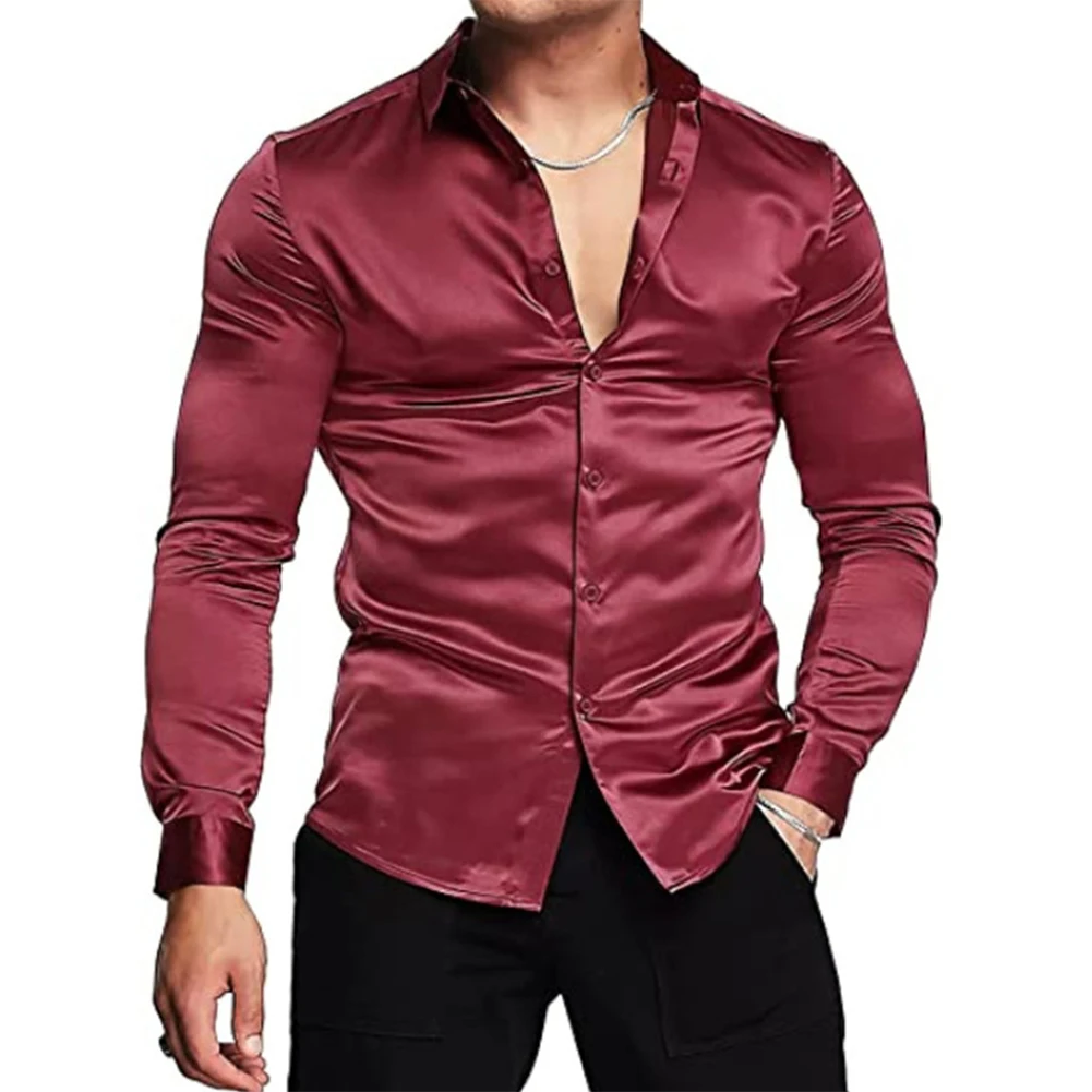 Men Shirts Leisure Clubwear Shiny Silk Shirt Casual Long Sleeve Party Plus Size Shirts for men Solid Top 2023 Male camisas
Men Shirts Leisure Clubwear Shiny Silk Shirt Casual Long Sleeve Party Plus Size Shirts for men Solid Top 2023 Male camisas