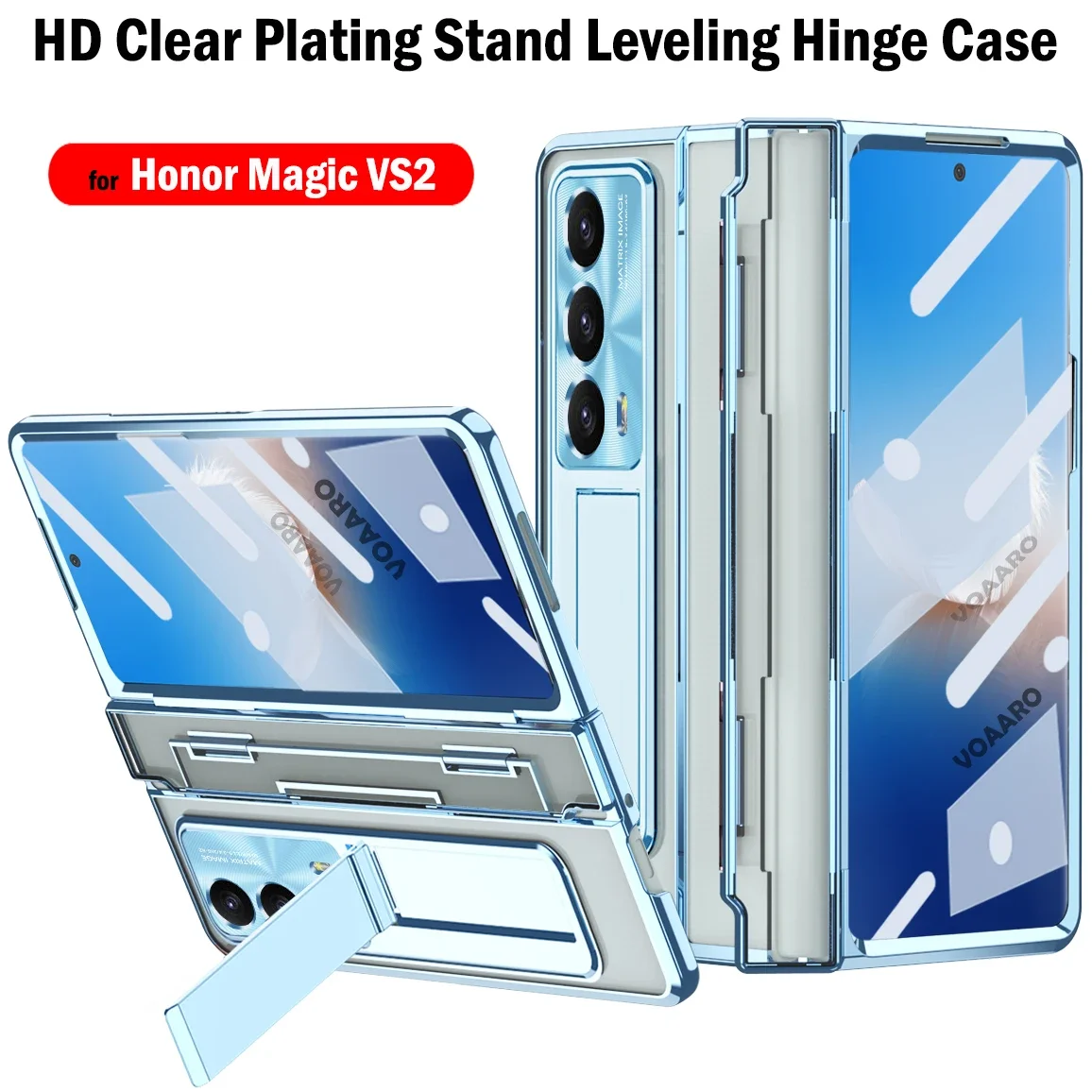 

HD Clear Plating Stand Funda for Honor Magic VS2 Case Cover for Honor Magic VS2 Leveling Hinge Case with Front Screen Glass Film