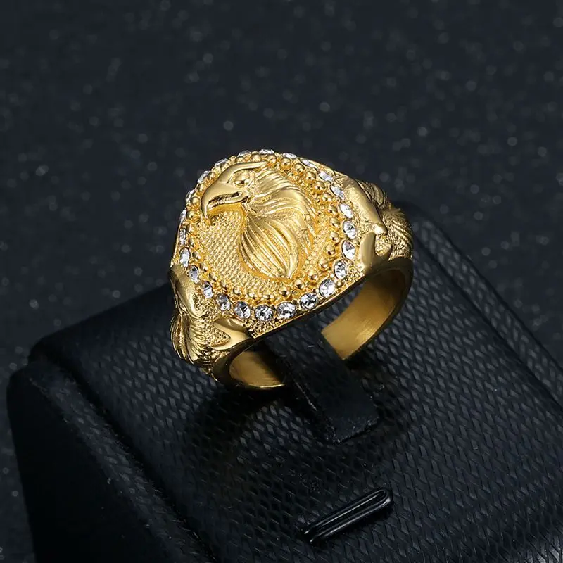 Titanium steel rhinestone two-color Eagle men's ring
Titanium steel rhinestone two-color Eagle men's ring
