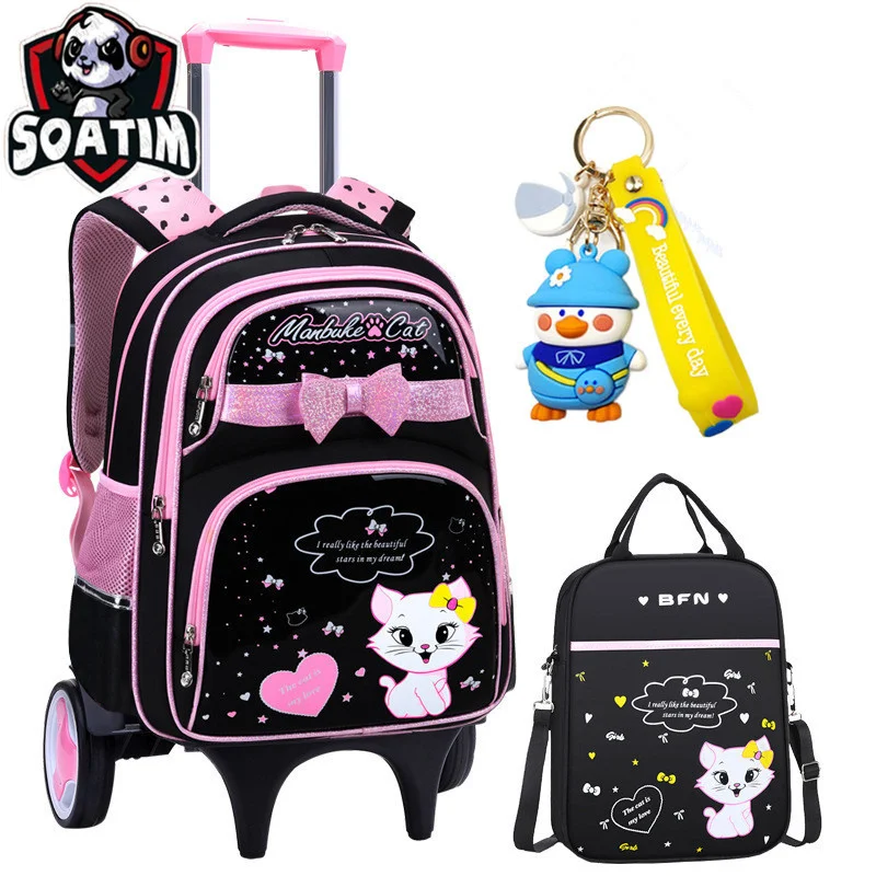

Trolley Children School Bags With Wheels Mochilas Kids Backpacks Trolley Luggage Girls school backpack bookbag kids Schoolbags