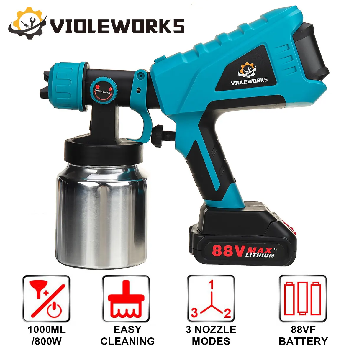 18V Cordless Spray Gun Electric Paint Sprayer With 3 Nozzle 1000ml Aluminum Container 32000 RPM Airbrush For Makita Battery
18V Cordless Spray Gun Electric Paint Sprayer With 3 Nozzle 1000ml Aluminum Container 32000 RPM Airbrush For Makita Battery