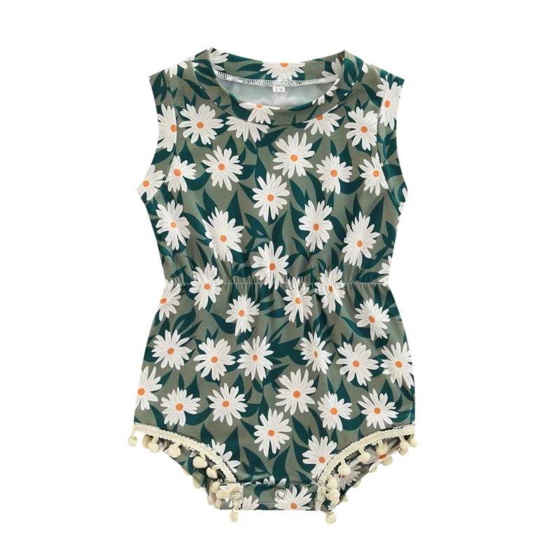 Infant Baby's Clothes Girls Casual Summer Romper Green Floral Print Round Neck Sleeveless Fringed Jumpsuit Children's Clothing
Infant Baby's Clothes Girls Casual Summer Romper Green Floral Print Round Neck Sleeveless Fringed Jumpsuit Children's Clothing