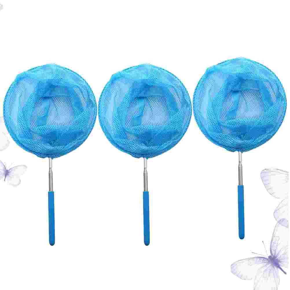 

3pcs Fishing Net Telescopic Insect Net Kids Extendable Bugs Catching Net Outdoor Tool for Science ( Blue )