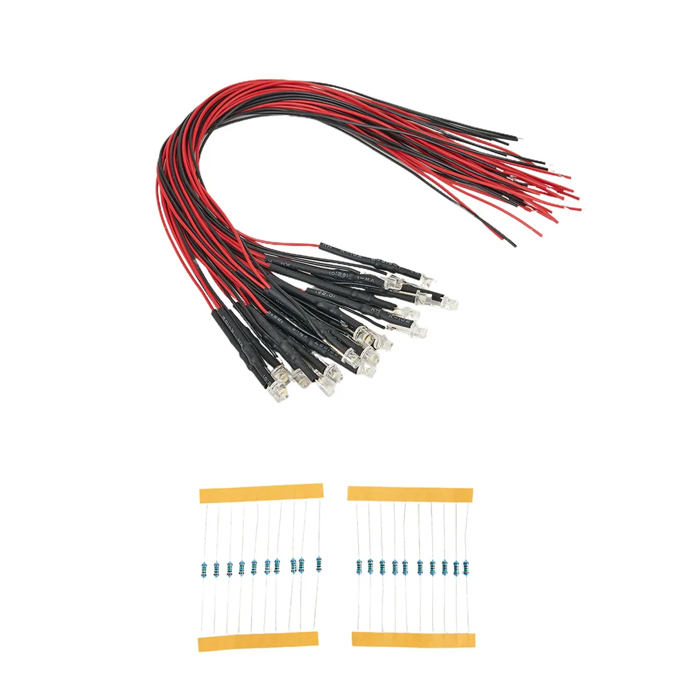 20pcs Pre Wired 3mm Warm White Led Lamp Light With Resistor Set 12V ~ 18V For Railway Building Train Layout
20pcs Pre Wired 3mm Warm White Led Lamp Light With Resistor Set 12V ~ 18V For Railway Building Train Layout