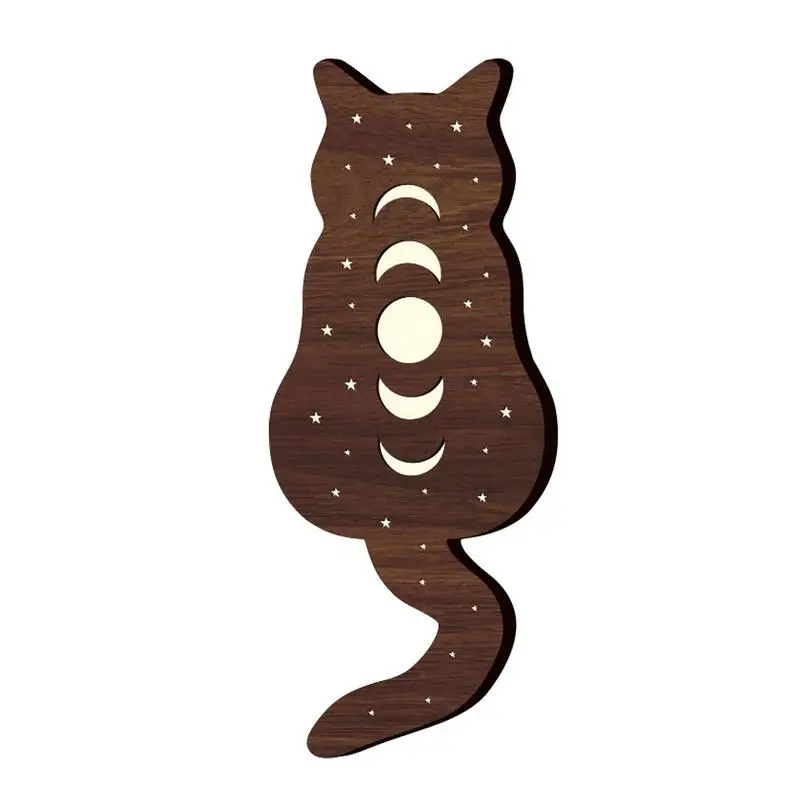 Moon Phase Cat Shape Wooden Decor Wall Hanging Boho Art Hanging Room Decoration With LED Lights Non-trace Stickers Home Decor
Moon Phase Cat Shape Wooden Decor Wall Hanging Boho Art Hanging Room Decoration With LED Lights Non-trace Stickers Home Decor