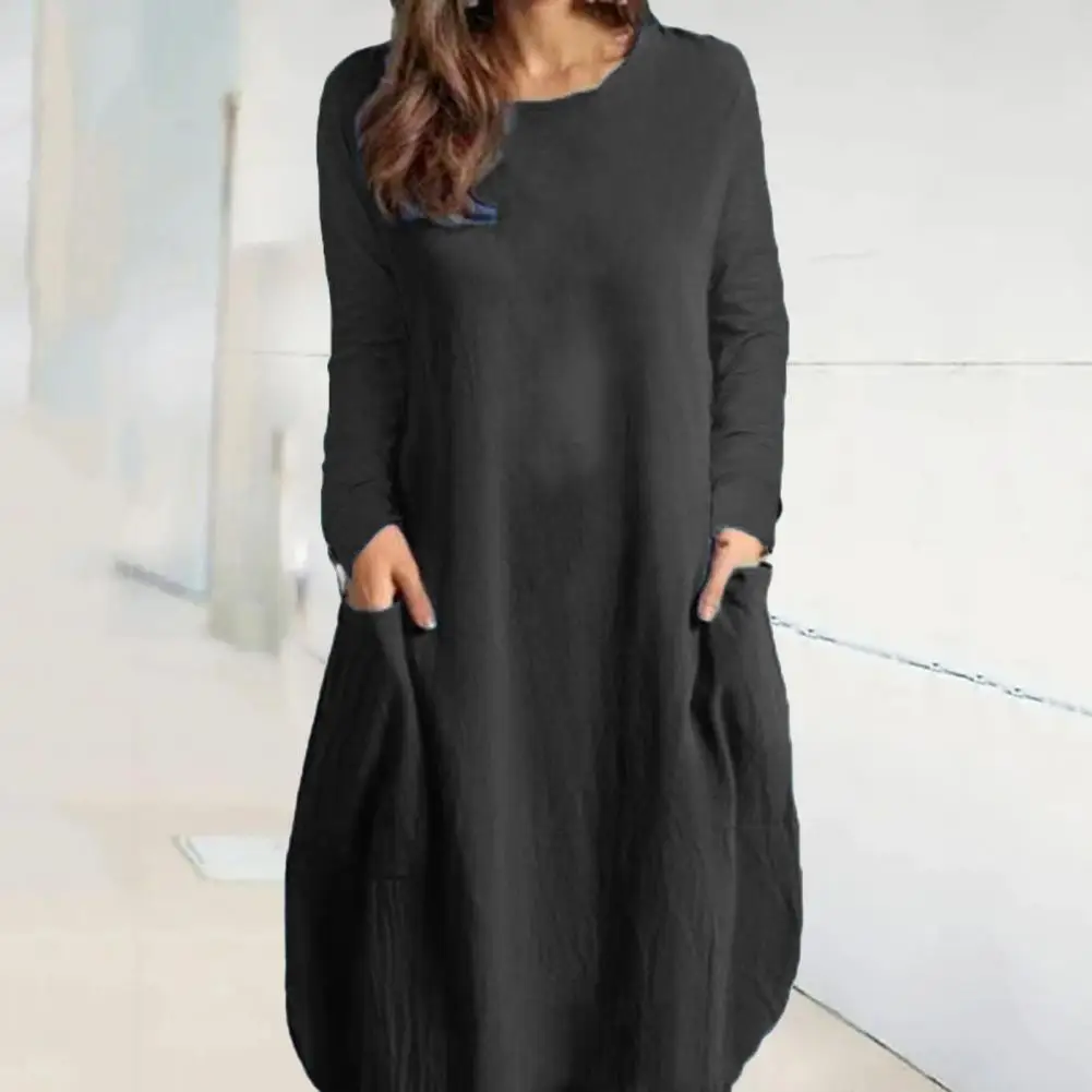 Lady Dress Trendy Soft Pockets Loose Type Long Sleeves Autumn Dress Female Garment Midi Dress Dress
Lady Dress Trendy Soft Pockets Loose Type Long Sleeves Autumn Dress Female Garment Midi Dress Dress