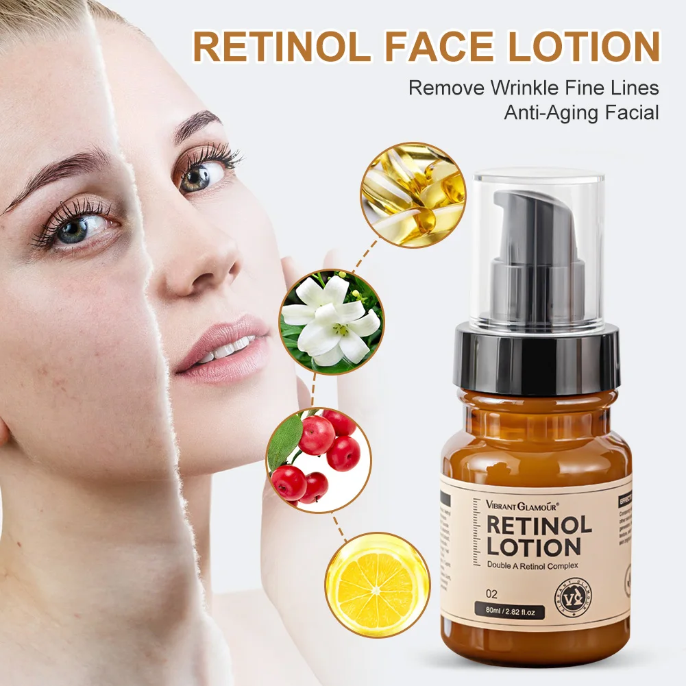Retinol Face Lotion Remove Wrinkles Fine Lines Anti-Aging Facial Lotion Face Firming Brightening Moisturizing Skin Care 80g
Retinol Face Lotion Remove Wrinkles Fine Lines Anti-Aging Facial Lotion Face Firming Brightening Moisturizing Skin Care 80g