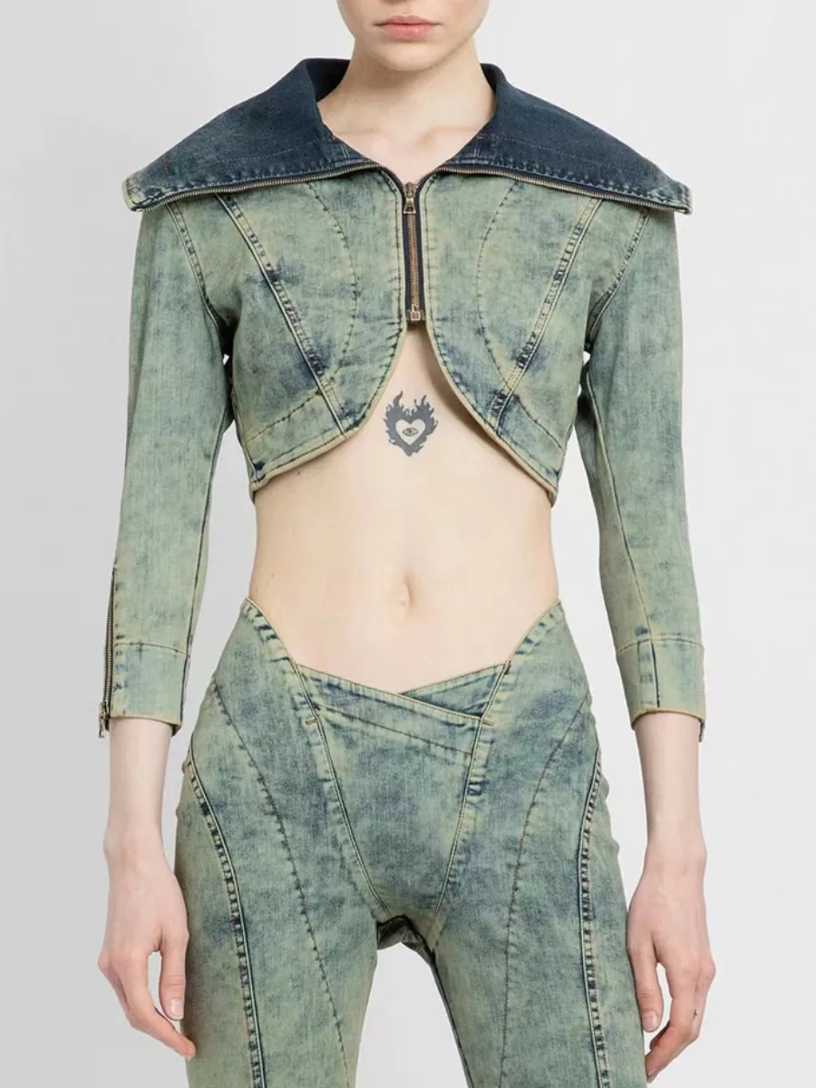 Женский короткий джинсовый топ на молнии, корейская мода, высококачественные женские топы, короткие куртки, одежда y2k, traf, XL, Новинка лета 2023
Женский короткий джинсовый топ на молнии, корейская мода, высококачественные женские топы, короткие куртки, одежда y2k, traf, XL, Новинка лета 2023